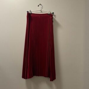 a new day Red Pleated Midi Skirt